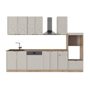 Cucina componibile Fame-Line GrigioBeige/Rovere dorato 300 cm con armadio alto, PL Rovere Vicco
