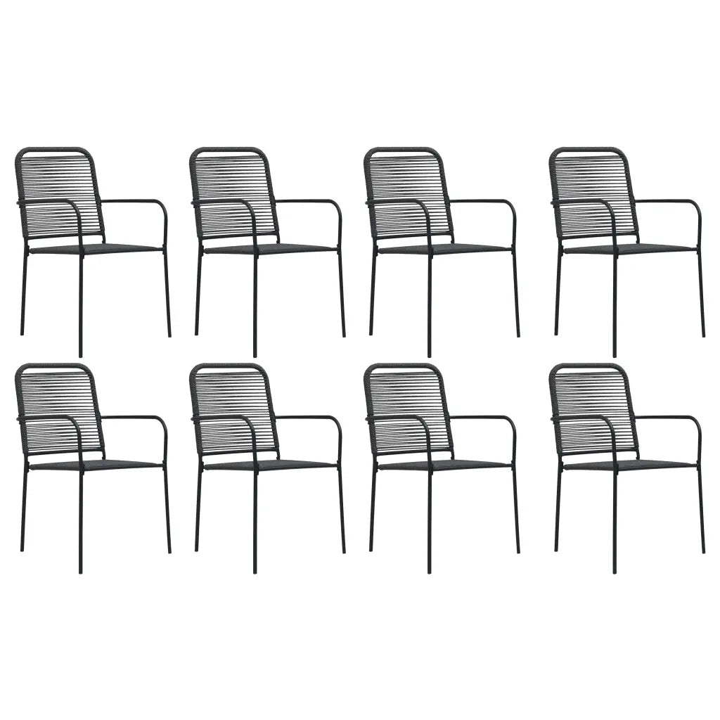 Set da Pranzo da Giardino 9 pz Nero in Vetro e Acciaio 3060212