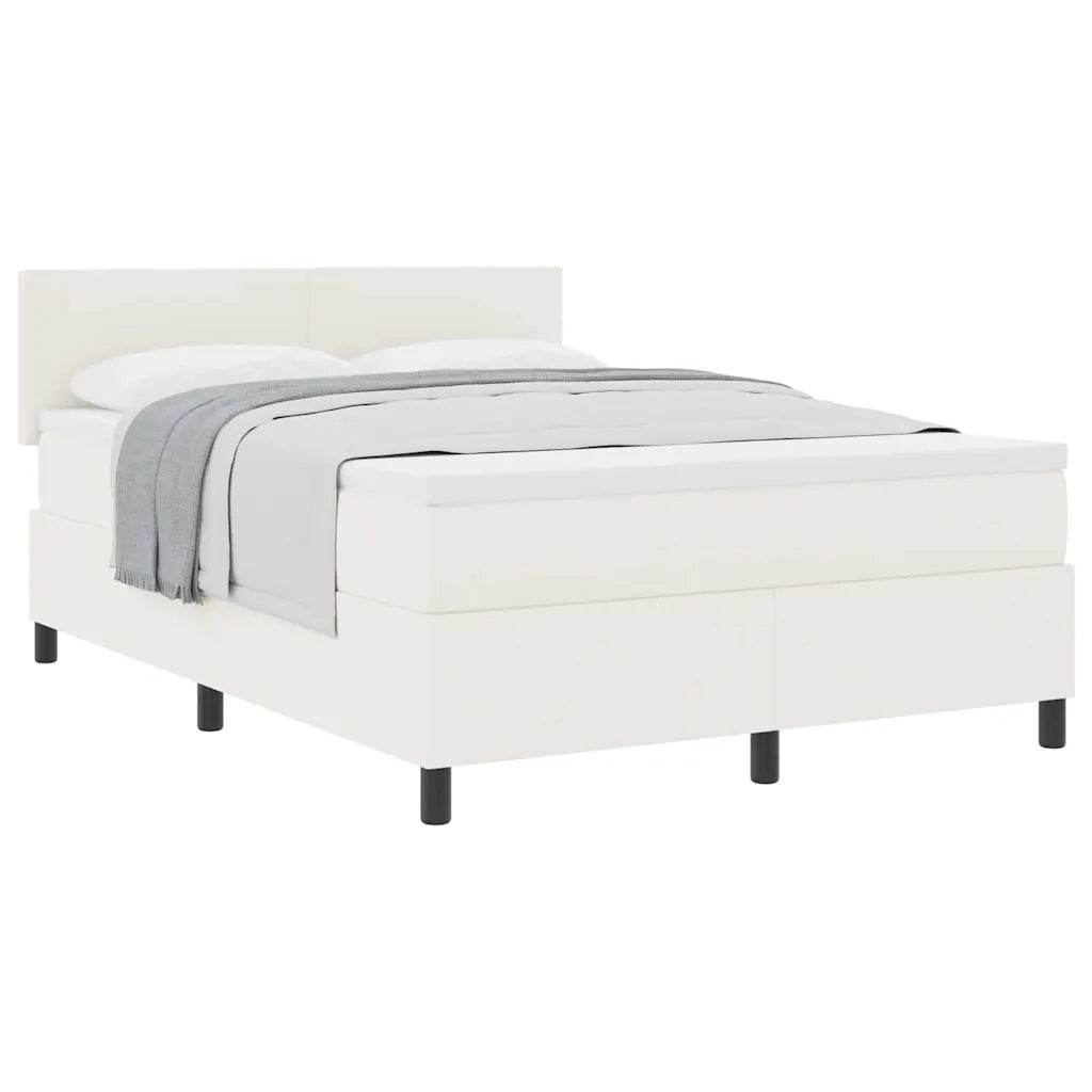 Letto a molle Crema e Bianco 160 x 200 cm Tessuto in Cords 3337521