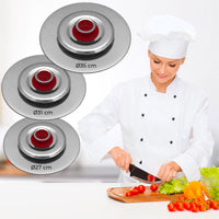 Kit 3 Coperchi Magici Antiodore Ventur Magic Ø27, Ø31, Ø35 cm Cooker in Acciaio Inox Pomello Rosso