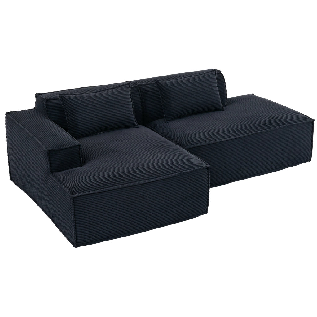 Divano 235x129x70 cm nero in poliestere; design compatto