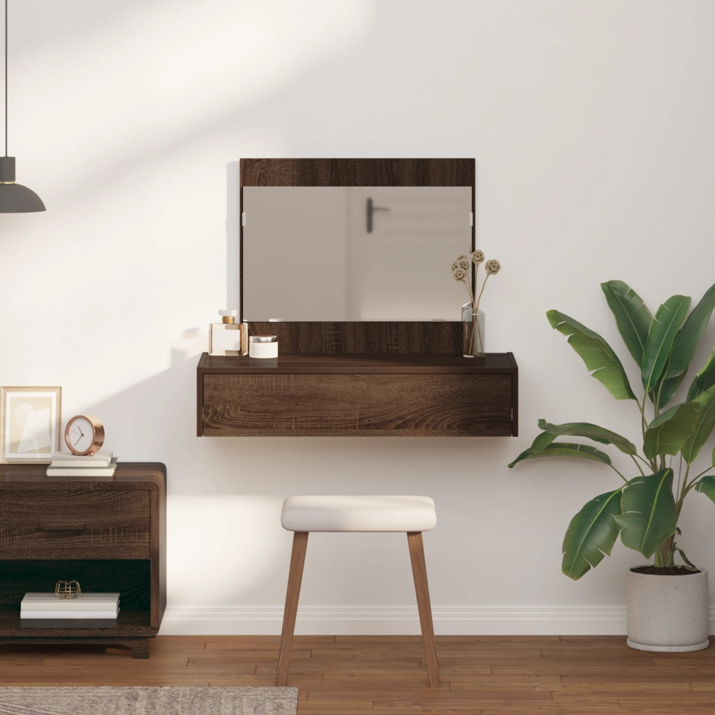 Tavolo da toeletta appendibile in rovere marrone 83x40x70 cm