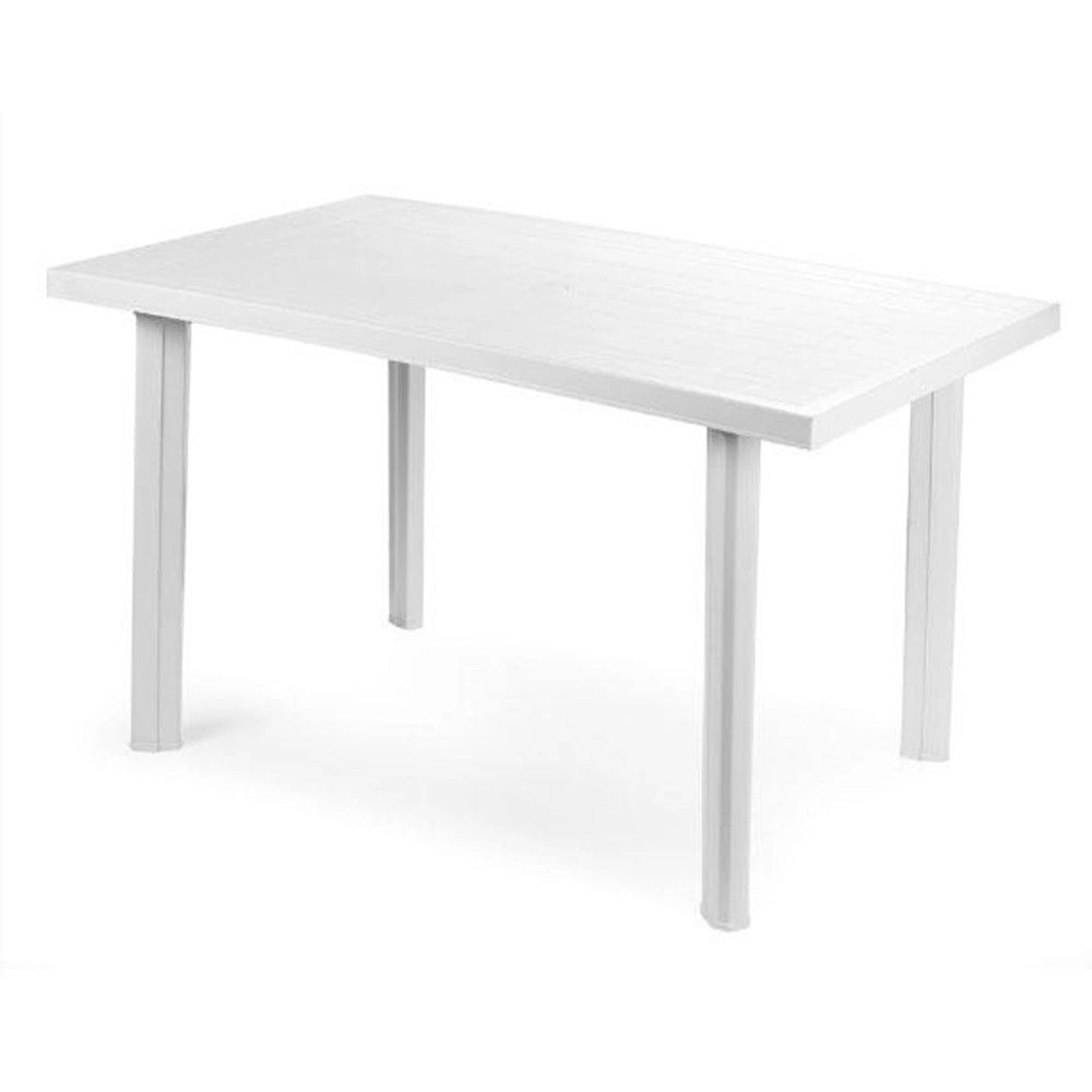 Trade Shop - Tavolo Rettangolare Da Giardino Esterno Velo Bianco 126x76x72cm Resistente 008944 -