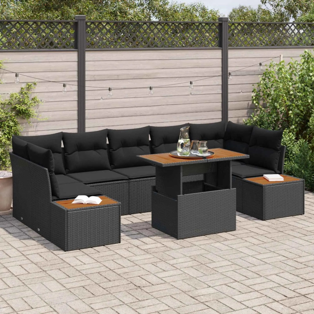 Set Divano da Giardino con archiviazione 8 pcs Nero Poly Rattan 3358782