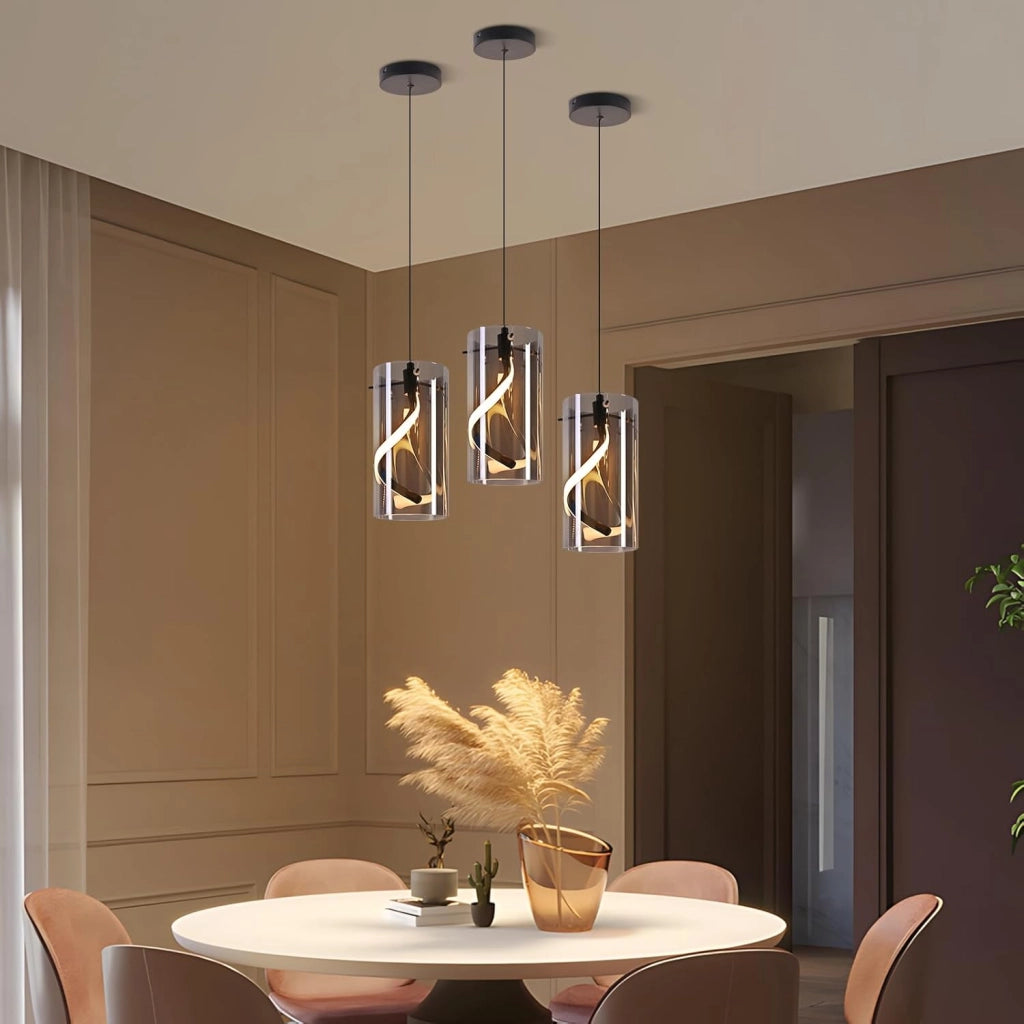 Lampada a sospensione ZMH LED nera 8w 3000k altezza regolabile per soggiorno cucina