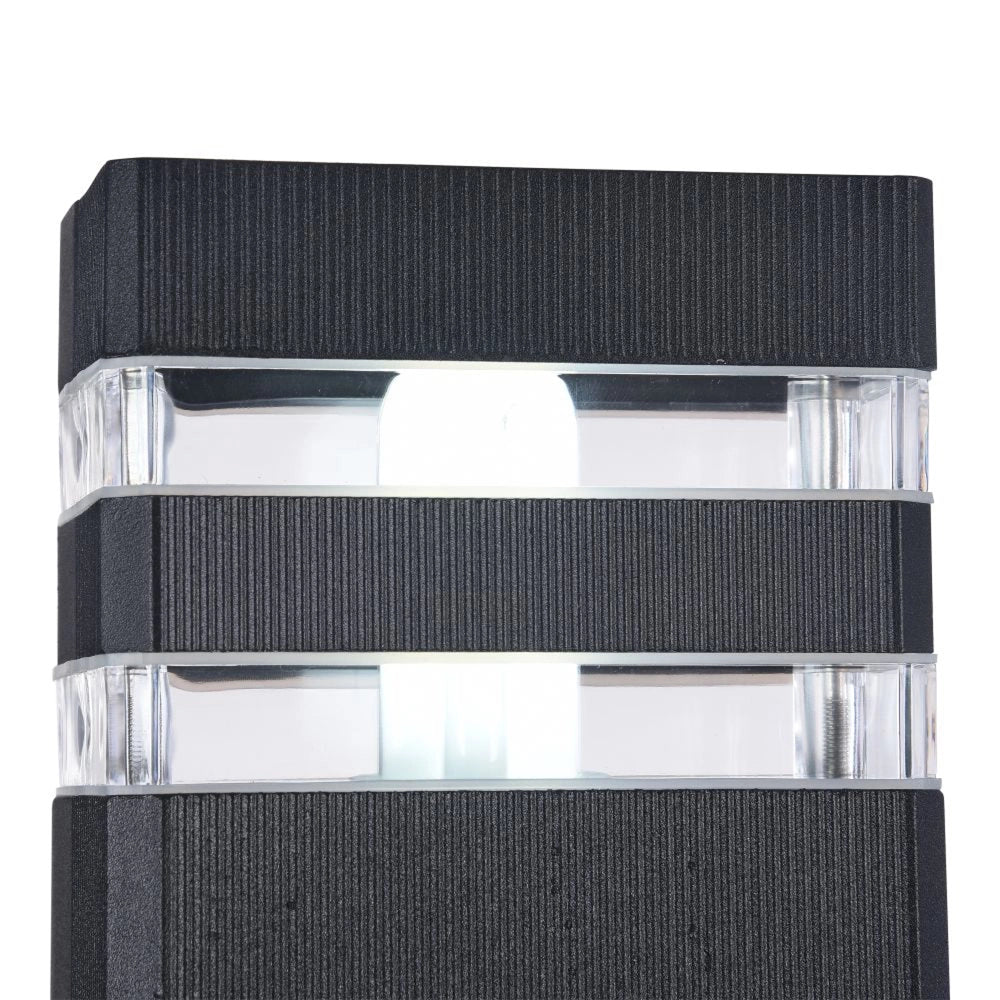Lampada Da Parete Moderna Da Esterno Alluminio Nero 2 Luci E27 60W Ip54
