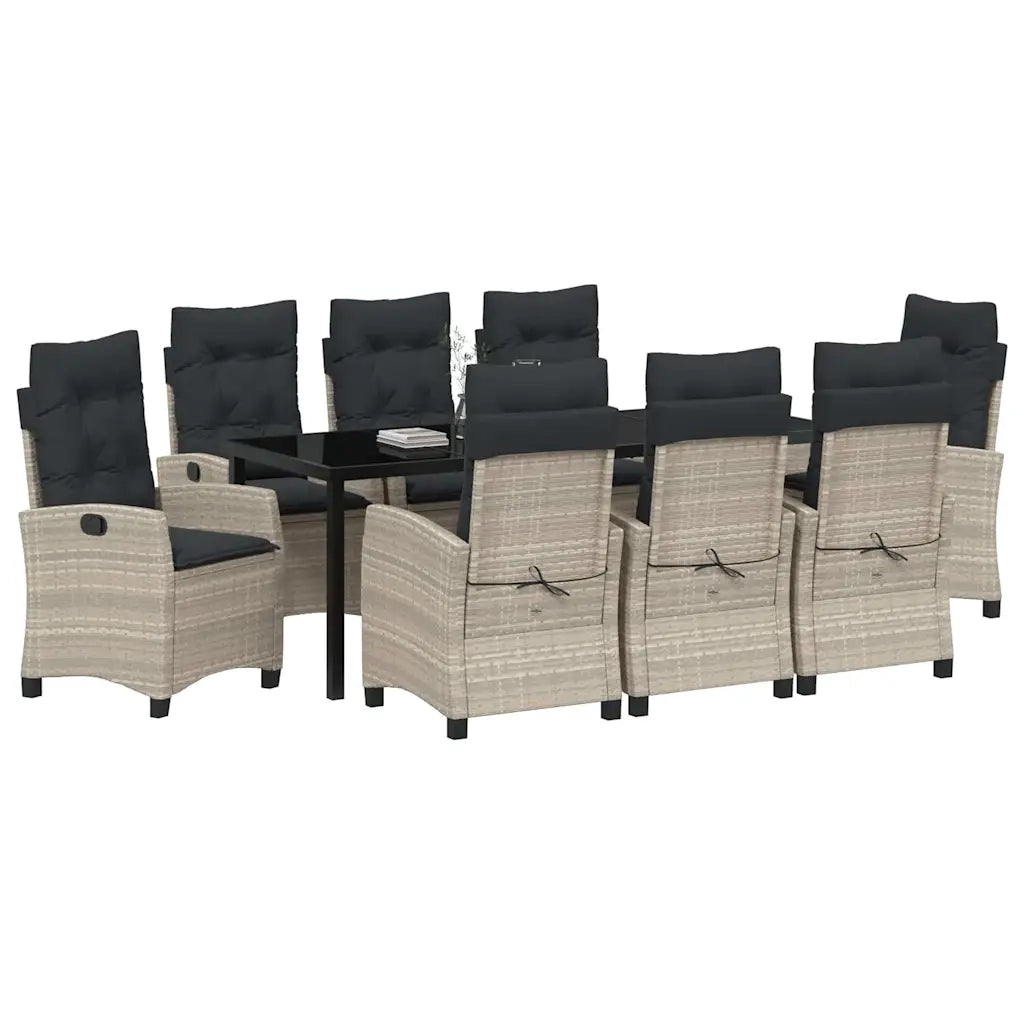 Set da Pranzo per Giardino 9 pcs Grigio chiaro polyrattan 3380413