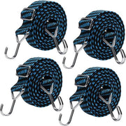 Haken per espansione - 4 pezzi espandibili elastici - sostituto di supporto per biciclette, camper, auto - portabagagli per tetto - extra resistente - cavo elastico in gomma - 1 m blu.