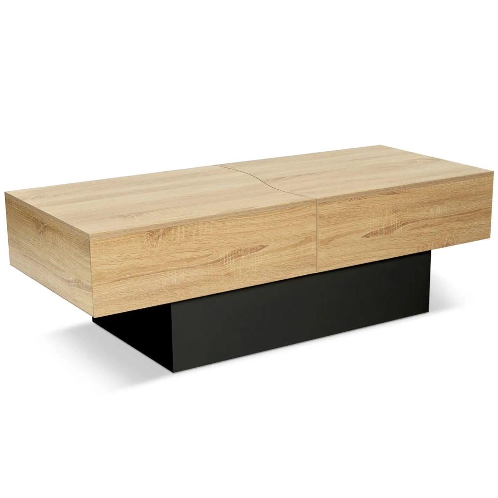 IDMarket - Tavolino scorrevole MARTA in legno nero e finto faggio