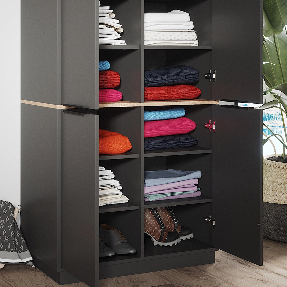Vicco Armadio multifunzione Antracite 82 x 179 cm con 4 ante