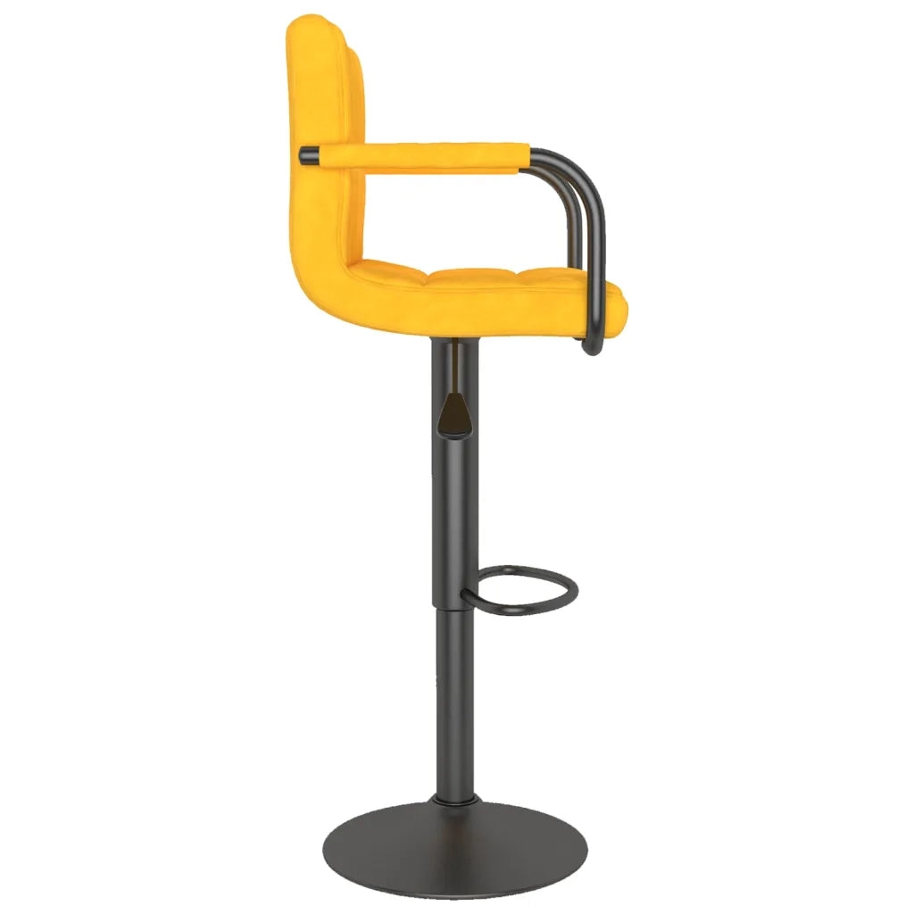 Sgabello da Bar Giallo Senape in Velluto
