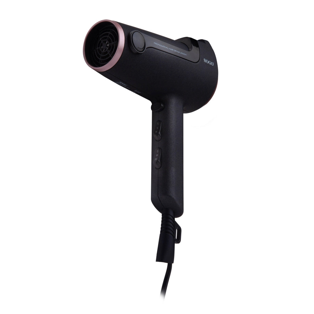 Asciugacapelli da viaggio pieghevole 1300W, 2 velocità 2 temperature, cavo lungo 1.8m con concentratore - SOGO