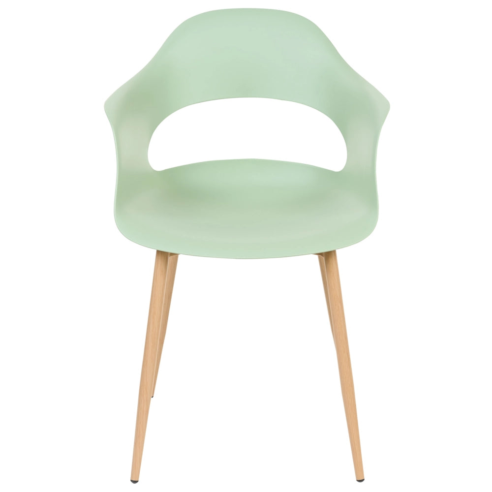 Set di 2 sedie da pranzo in materiale sintetico verde chiaro gambe eleganti decorative stile contemporaneo