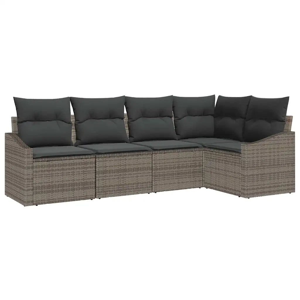 Set di divani con cuscino 5 pcs Grigio polyrattan 3346719