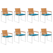 Sedie da Giardino con Cuscini 8 pz in Legno Massello di Acacia cod mxl 76310