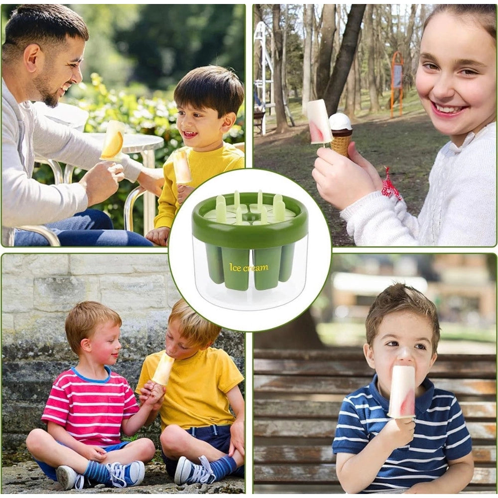 Trade Shop - Stampo Stampi Per 8 Ghiaccioli Bastoncino Ghiaccio Riutilizzabili Gelato Fai Da Te -