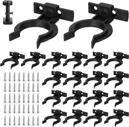 Clips per Kickboard Premium - 20 pezzi - Clips per Plint di Cucina - Clips per Pannello Bagno - Clips per Cassetti - Viti - Nero - Adatta a diametri 32-42mm