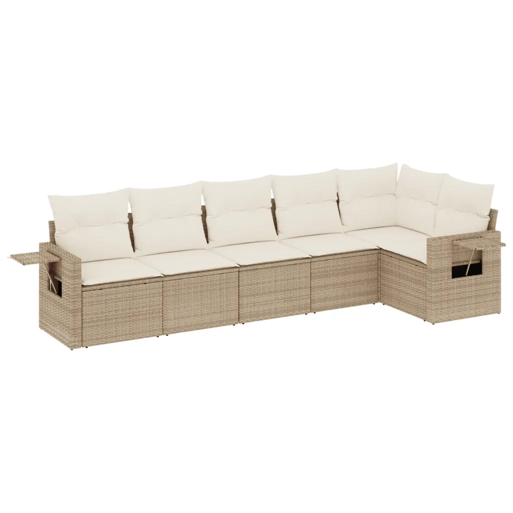 Set Divano da Giardino 6 pz con Cuscini Beige in Polyrattan 3220187