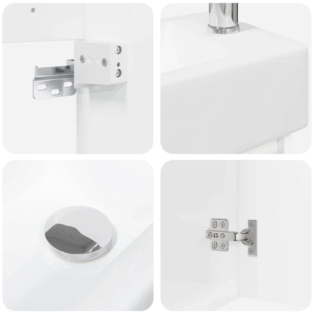 Mobile bagno con rubinetto Bianco Lucido 45,5 x 22,5 x 84 cm