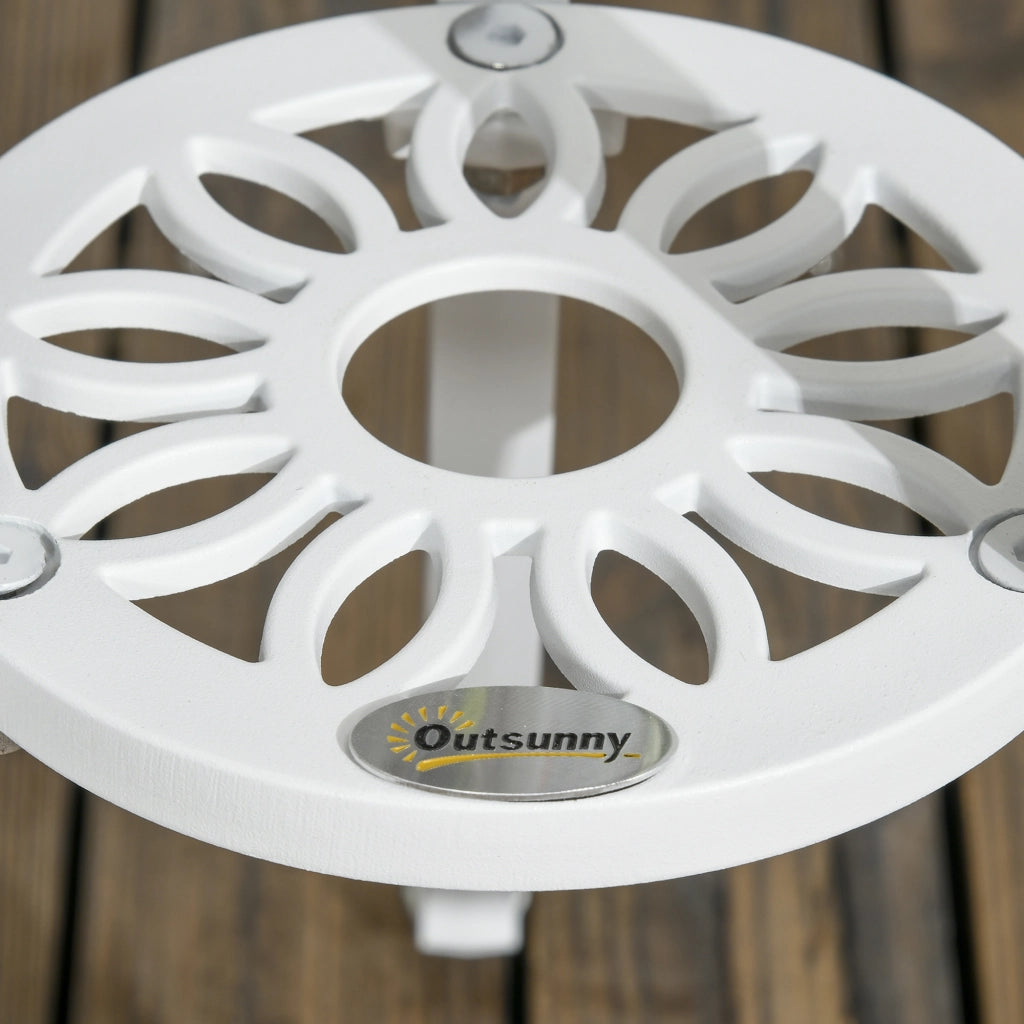 Set Giardino Esterno 3 Pezzi ¨C Zephmum ¨C Alluminio Bianco, 2 Sedie 45x42x85.5 cm e Tavolino Rotondo ?61x66.5 cm