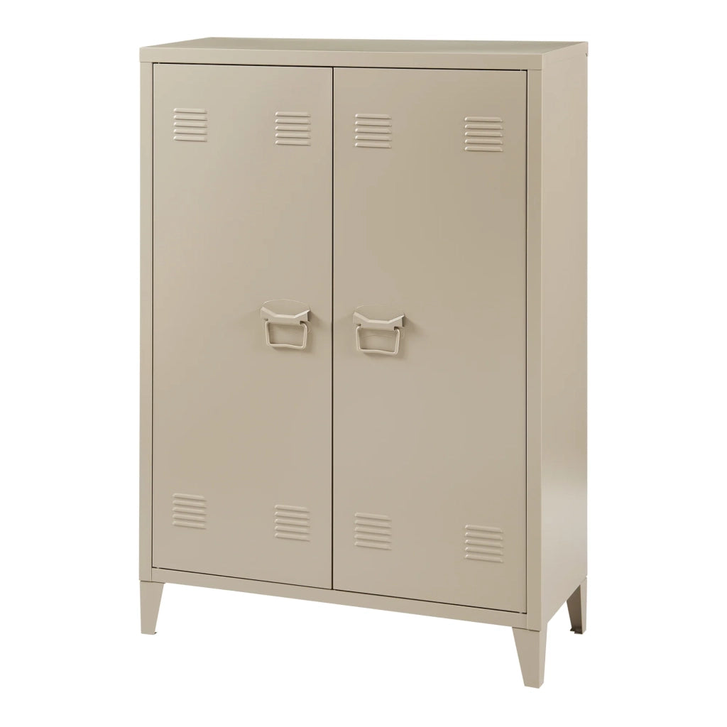 Armadietto da ufficio in metallo con 2 ante 110 x 75 x 33 cm beige 03_0009179