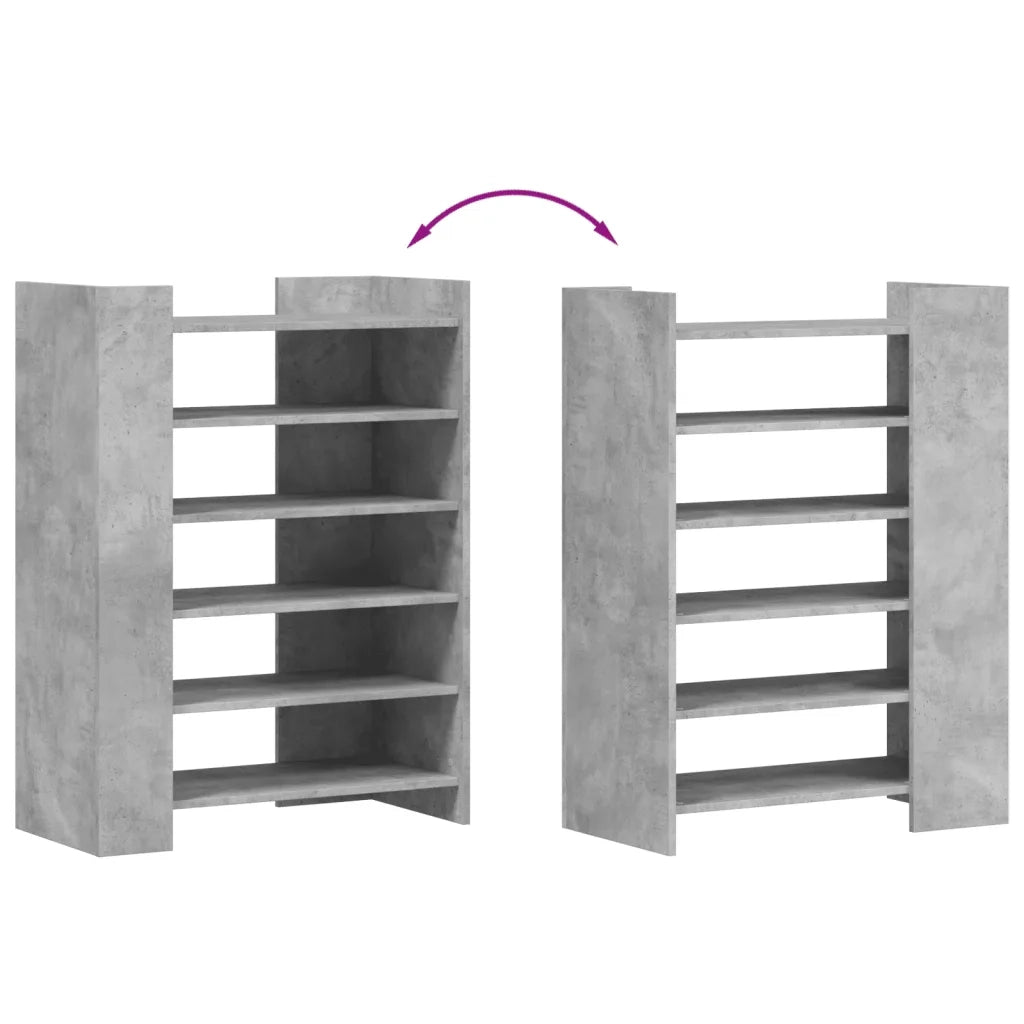 Scarpiera-Scaffale per scarpe Grigio Cemento 74,5x37,5x100 cm in Legno Multistrato