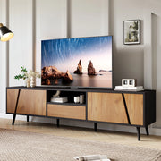 OKWISH Mobile TV con 2 Ante, 1 Cassetto e 1 Vano Aperto, per Soggiorno, 180 x 40 x 46 cm, Nero e Naturale