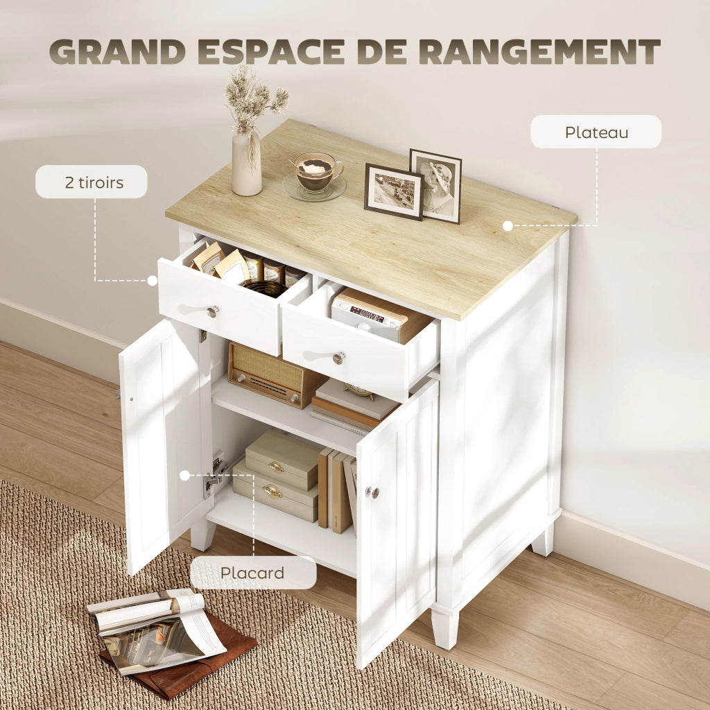Armadio a 2 ante 2 cassetti ¨C zephmum ¨C bianco 76x48x91 cm