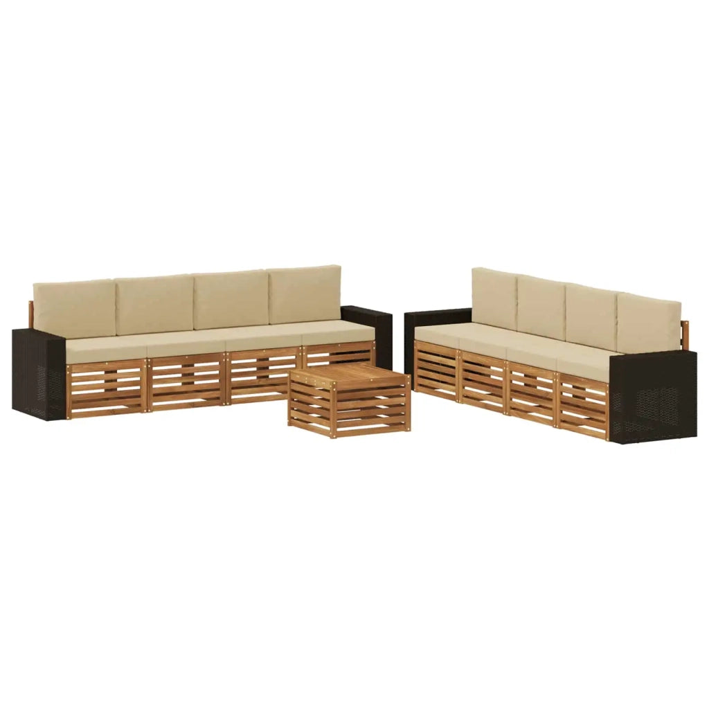 Set di divani da esterno 9 pz Naturale e Beige 3384184