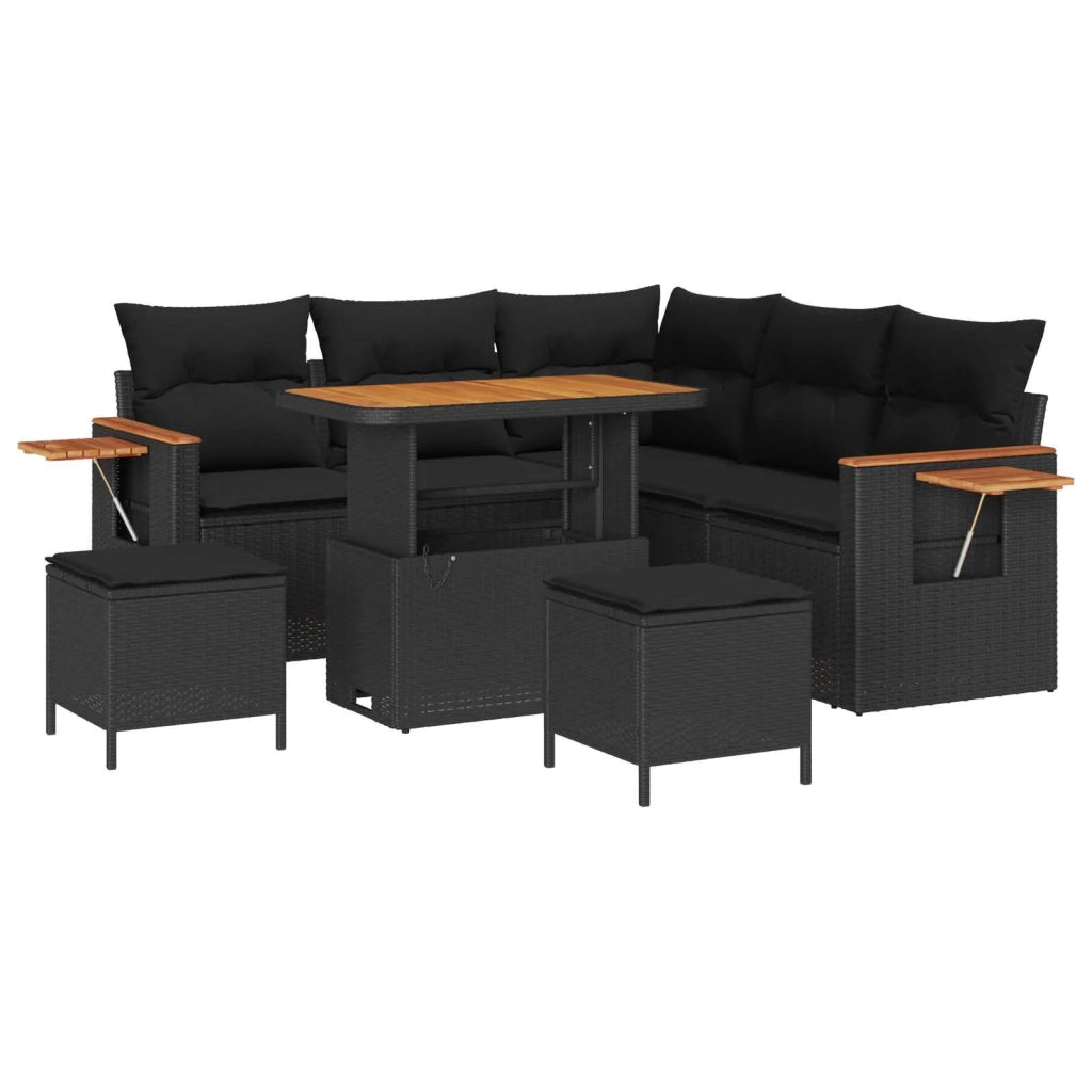 Set Divano da Giardino con cuscino 8 pcs Nero 3363174