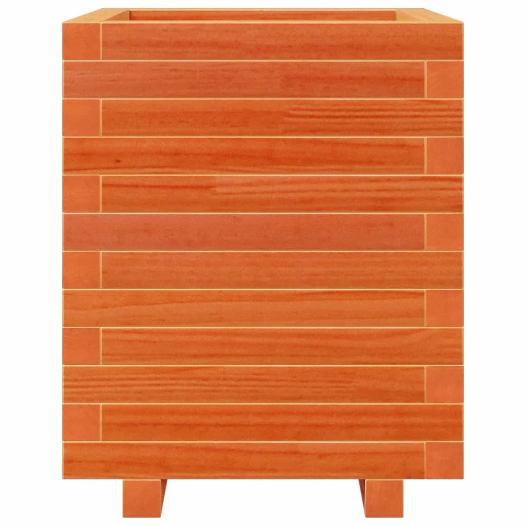 Fioriera rialzata per piante fiori patio giardino finitura a cera 40 x 40 x 49,5 cm legno di pino massiccio marrone 02_0038455