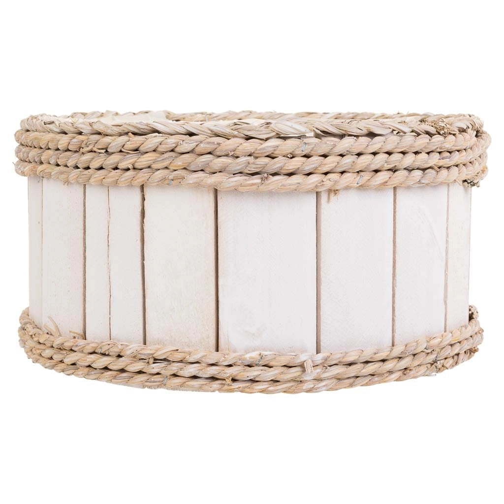 Cesto in legno e corda bianco d25x13/24h