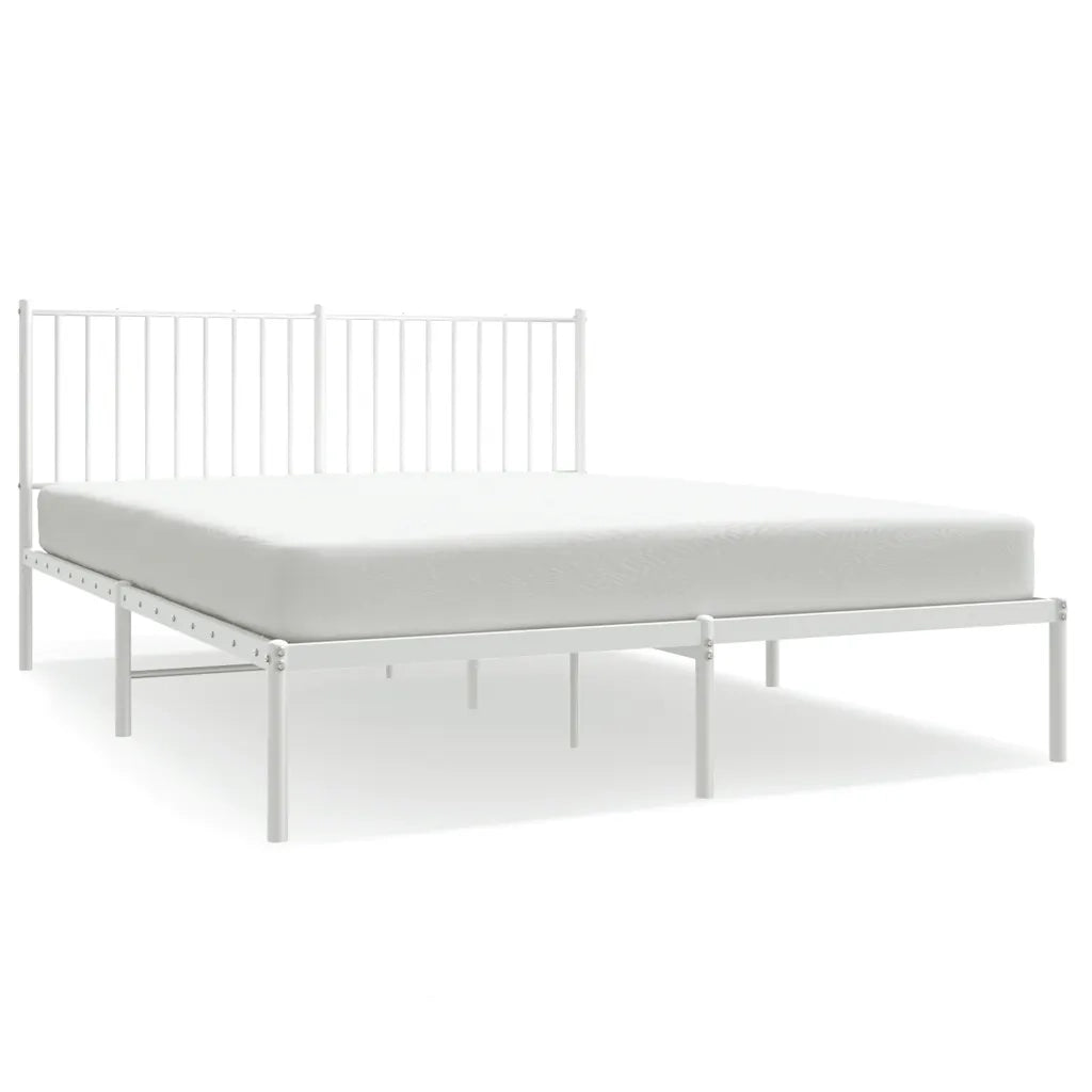 Giroletto con Testiera Metallo Bianco 160x200 cm 350934