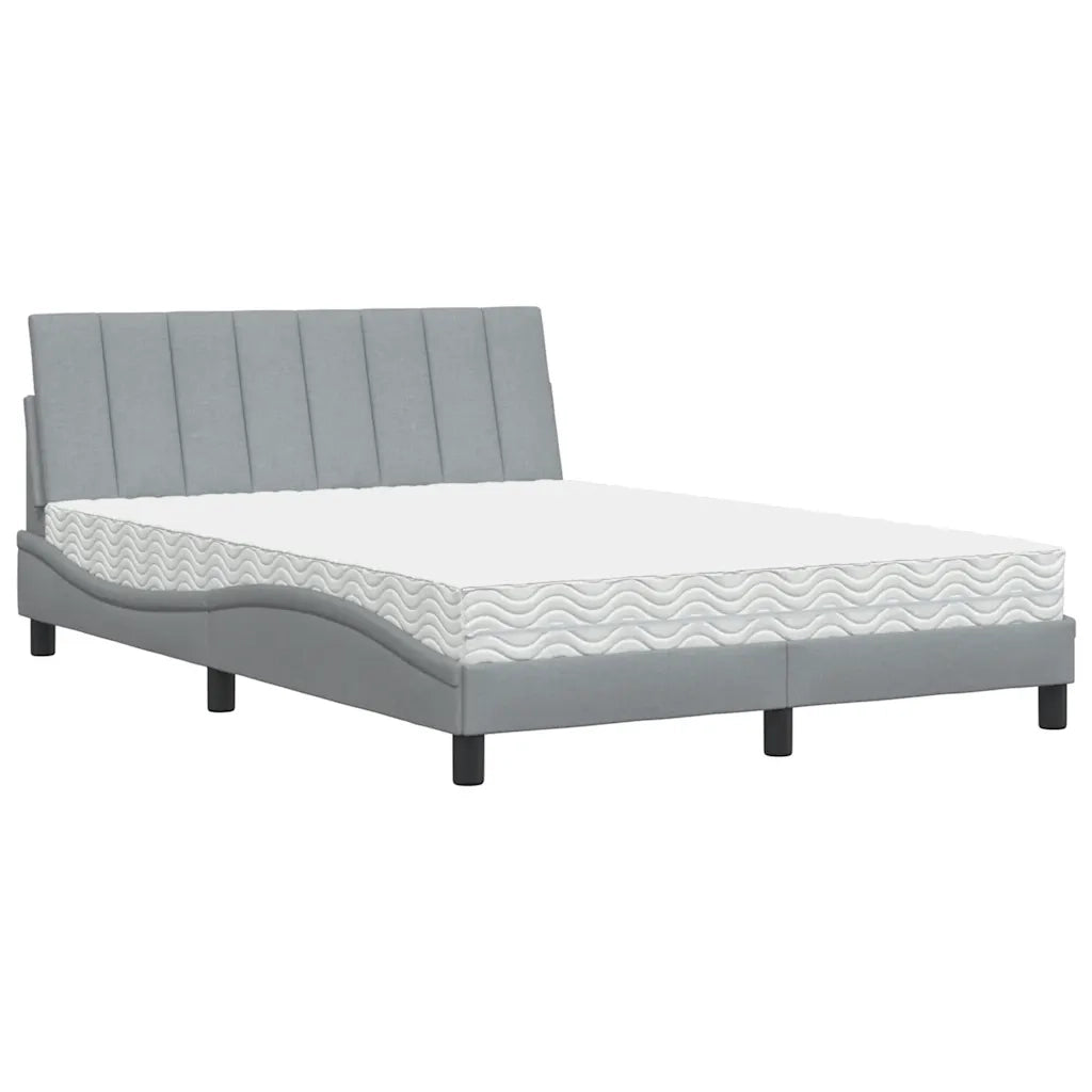 Letto con Materasso Hanko Grigio Chiaro 140x200cm Tessuto 3310531