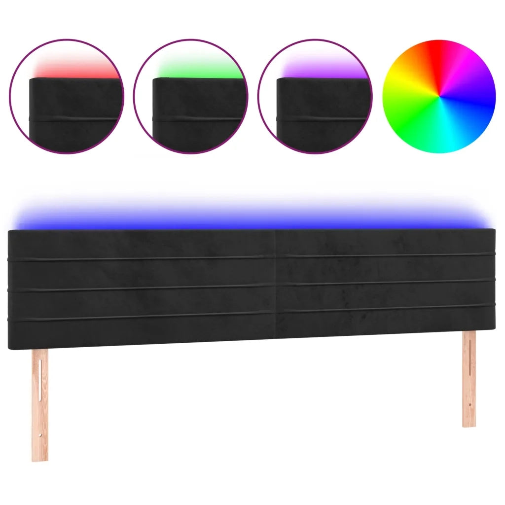Testiera a LED-Testata con LED Nera 160x5x78/88 cm in Velluto 770800
