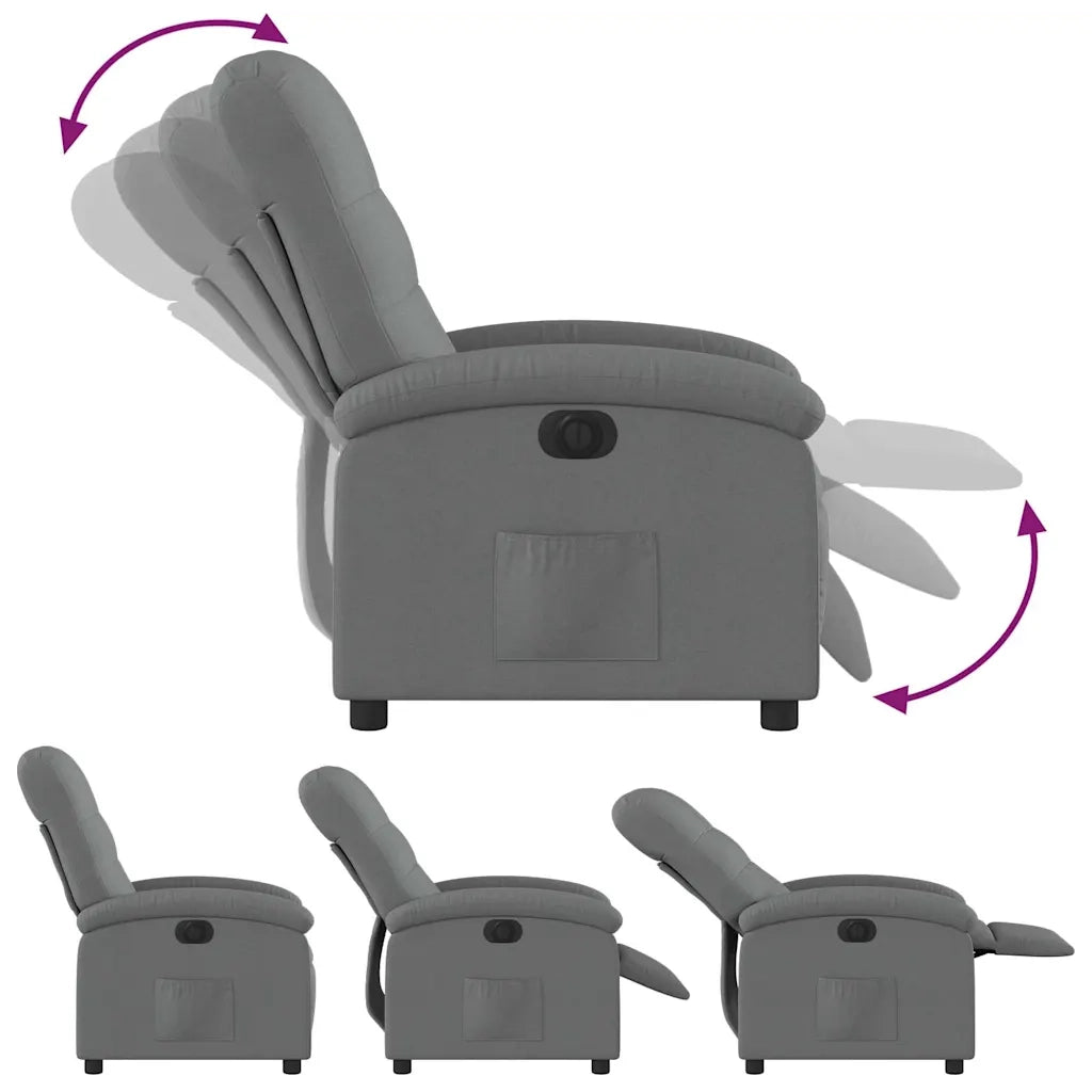 Poltrona Elettrica Reclinabile-Divano Sedia Grigio Scuro in Tessuto 480313