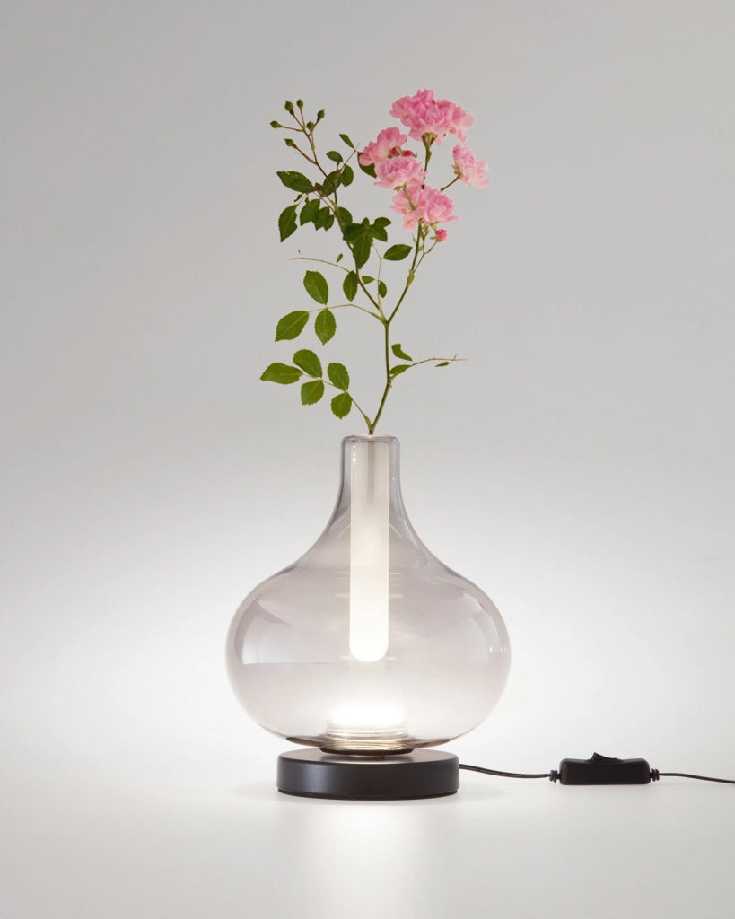 Lampada da Tavolo Crodo Grigio chiaro trasparente 7W LED Integrato CCT 2700K-3000K-4000K, Regolazione Luce al Tocco, Vetro Borosilicato - Crodo