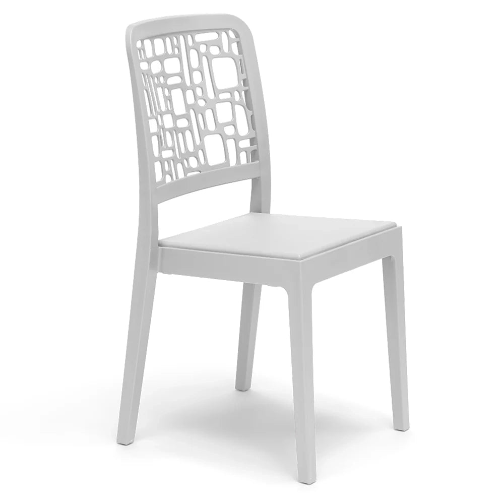 Sedia in polipropilene MEDEA, impilabile, resistente ai raggi UV, design moderno, ideale per sala da pranzo, cucina, sala d’attesa, bar, ristoranti o giardino, colore Bianco