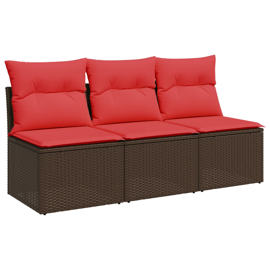 Divano da giardino con cuscini a 3 posti marrone in polyrattan 366242