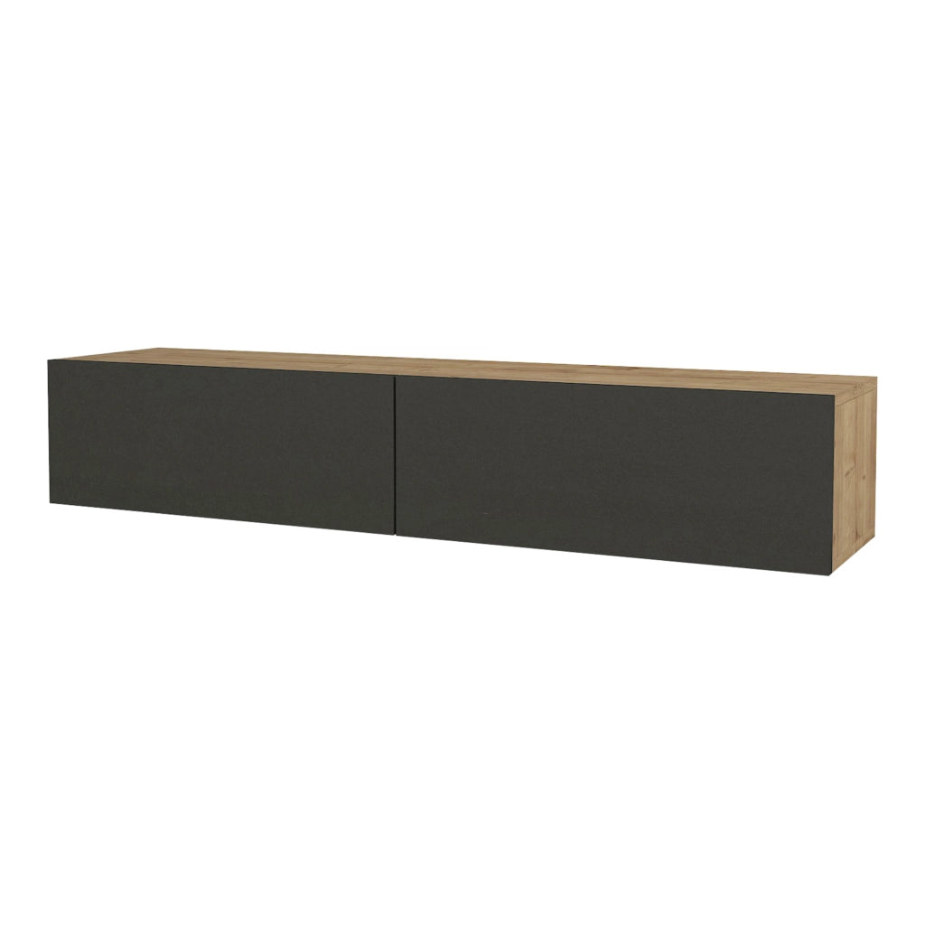Mobile TV da Parete Toivakka con 2 Ante a Ribalta 135 x 31 x 25 cm Effetto Rovere / Antracite [en.casa]