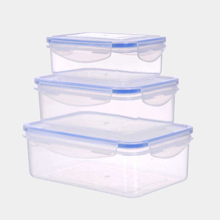 CONTENITORE RETTANGOLARE IN PLASTICA SET 'SUPERLOCK' kit 3 pezzi - lt 0,5 / 1,0 / 1,5  - ECOPLAST