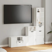 Mobile TV 4 pz con Contenitore ODDA Bianco in Legno di Pino 3365381