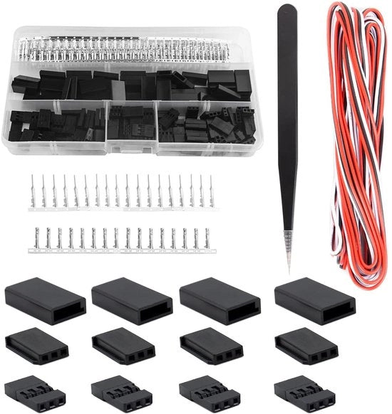 Set di connettori servo 60 pezzi - Kit di connettori Dupont - Contatti 2,54 mm maschili/femminili - Cavo servo 3 m - Materiale plastico duraturo - Alta conducibilità - Connectori