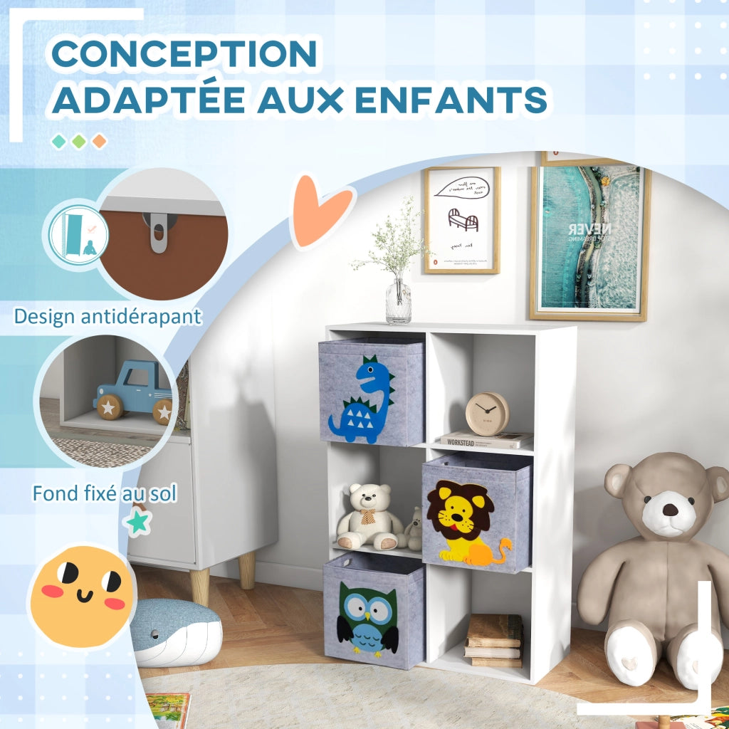 Libreria per bambini con cubi e cestini ¨C ZephMum ¨C 62x30x91,5 cm bianco