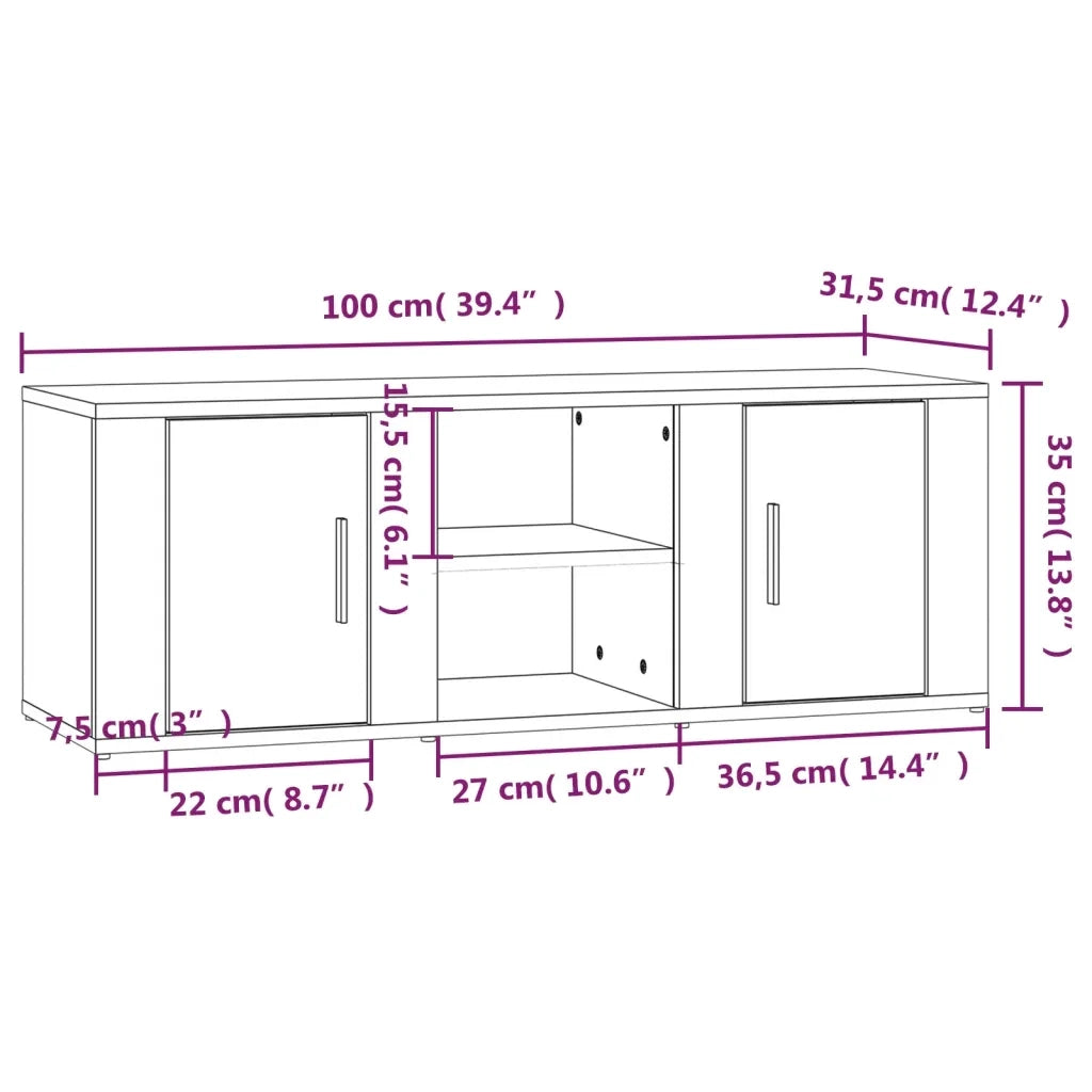 Mobile per TV Rovere Sonoma 100x31,5x35 cm Legno Multistrato 819431
