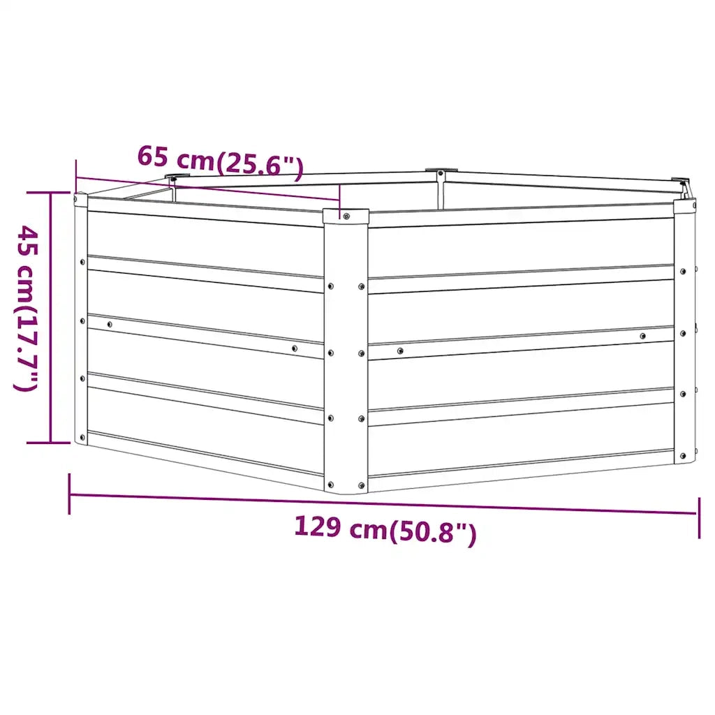 Letto Rialzato da Giardino Ruggine 129x129x45 cm Acciaio Corten 151946