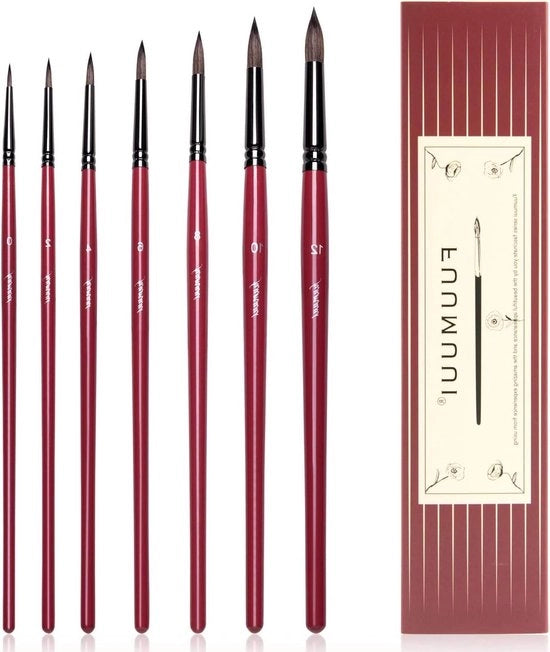 Set di Pennelli da Acquerello - Pennelli a Sfera Professionali per Pitture Acriliche - Set a 7 Pezzi