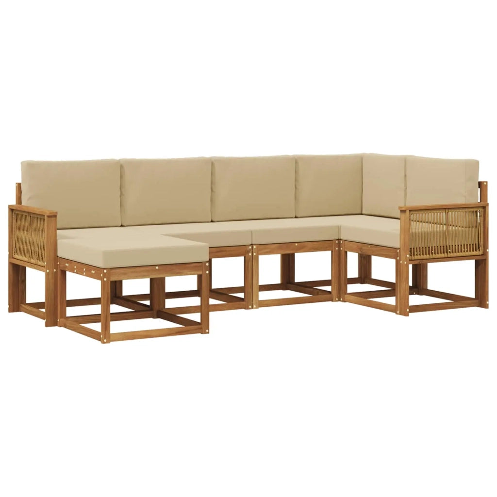 Set di divani da esterno 6 pz Naturale e Beige Poliestere 3385359
