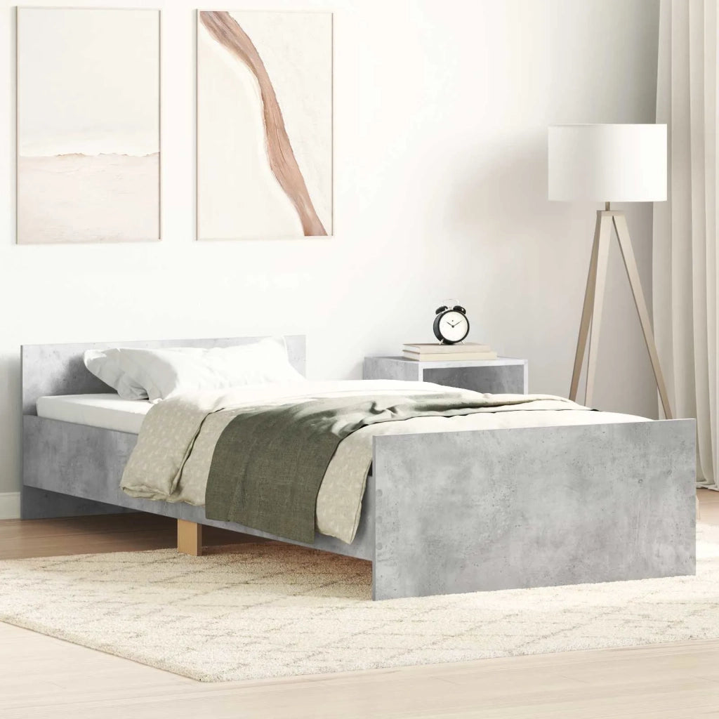Struttura letto con testata-Giroletto Grigio Cemento 80 x 200 cm 371655