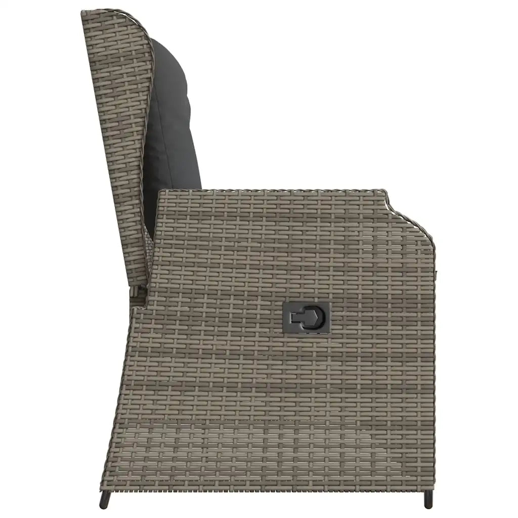 Panca Reclinabile da Giardino con Cuscini Grigia in Polyrattan 368957
